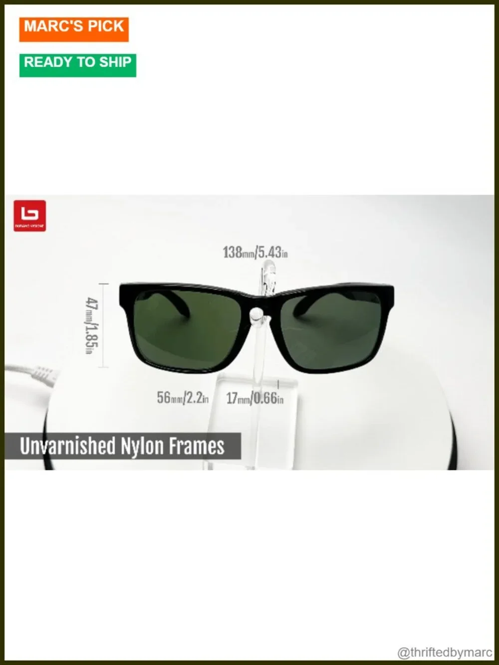 Unisex Polarized Corning Glass Lens Sunglasses with Nylon Frame Spring Hinges